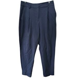 DKNY Women Pleaded Trousers Pants Navy‎ Blue Size 4 Corporate Wear Formal Attire